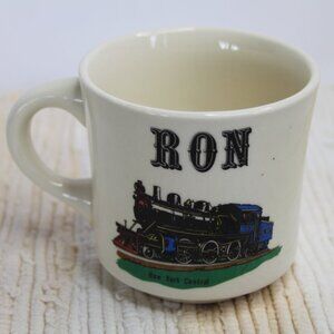 VTG 70's CERAMIC PERSONALIZED "RON" COFFEE MUG 8 oz NEW YORK CENTRAL TRAIN USA